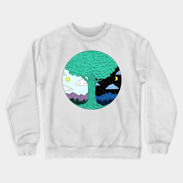 Day and Night Tree Crewneck Sweatshirt by jaime_carras_